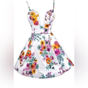 Reverse Floral Midi Dress - Multicolor